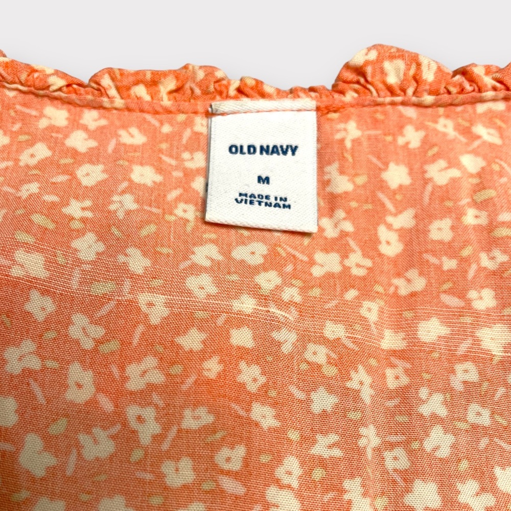 Old Navy - Floral Ruffled V-Neck Sundress - Orange/White - Size M - Picture 6 of 7